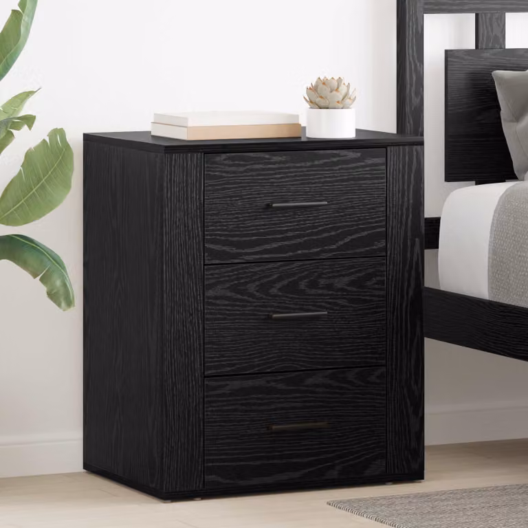 Armadio da notte vidaXL moderno in MDF nero L: 35 cm, P: 50 cm, H: 60 cm