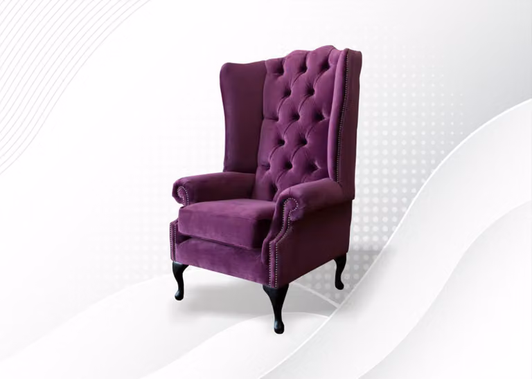 Sessel Violett Chesterfield Stoff Wohnzimmer Design Polster Textil Luxus