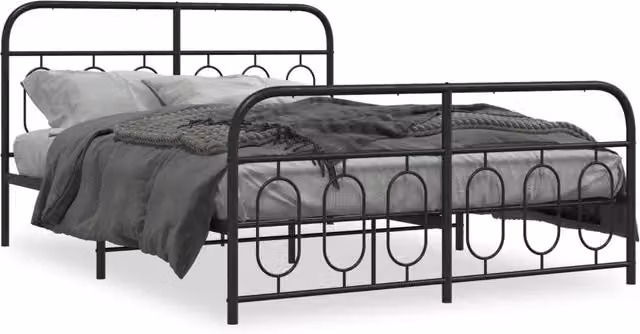 Letto matrimoniale con testiera e pediera in metallo nero L: 142 cm, P: 196 cm, H: 100 cm
