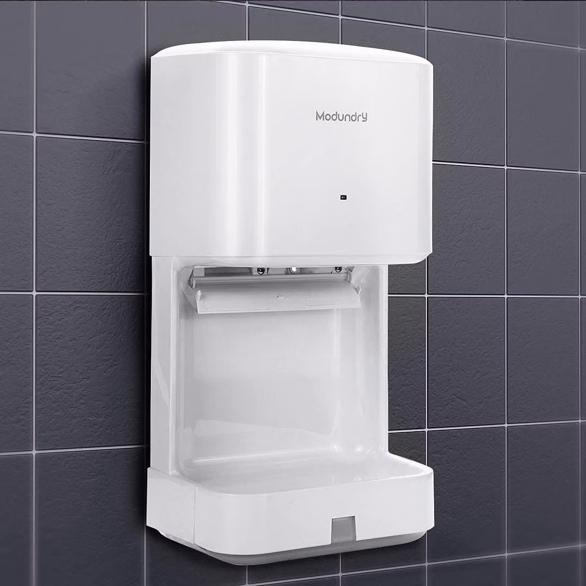 Asciugamani elettrico, automatico, 1200 W, 90 m/s, bianco, con contenitore di raccolta