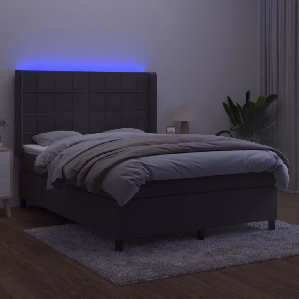 Maison Exclusive - Letto a Molle con Materasso e LED Grigio Scuro 140x200 cm