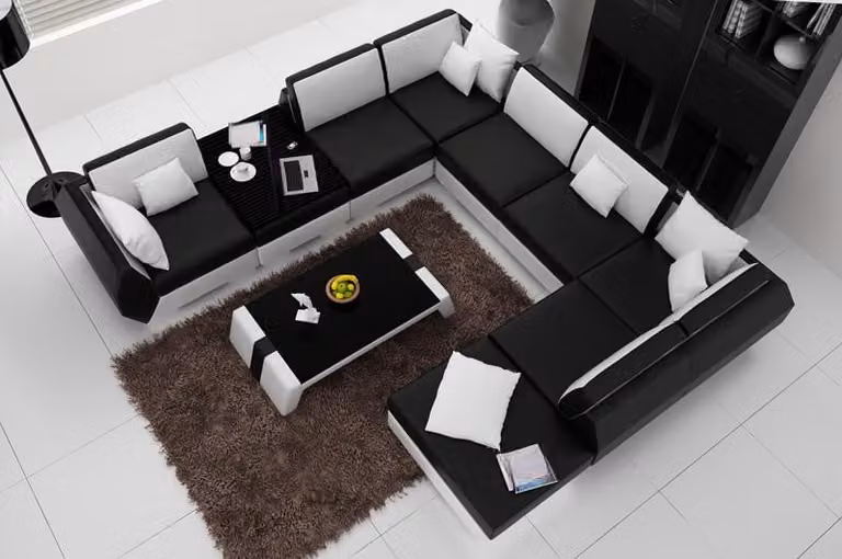 Ledersofa mit USB,Couch Sofagarnitur Ecksofa Eck Garnitur Design Modern Sofa