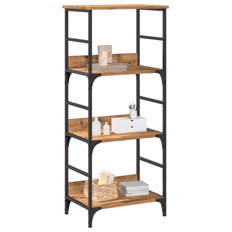 Libreria vidaXL in legno multistrato color rovere, modello classico da appendere al muro, L 50 cm x P 33 cm x H 117,5 cm