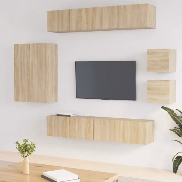 Set Mobili Porta TV 8pz-Set di 8 Credenza per TV Rovere Sonoma in Legno Multistrato 287072