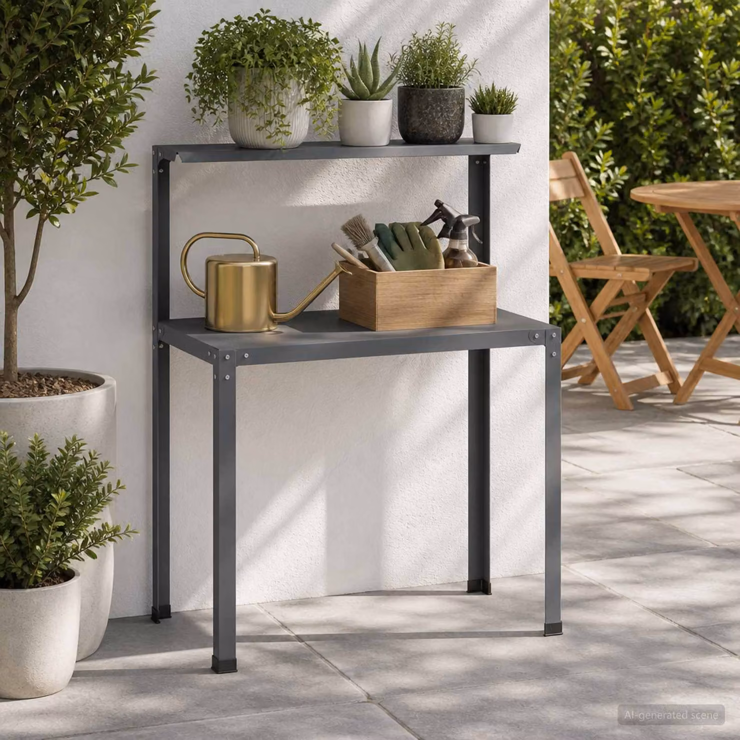 vidaXL Tavolo da rinvaso in metallo antracite, L 80 cm x P 50 cm x H 104 cm