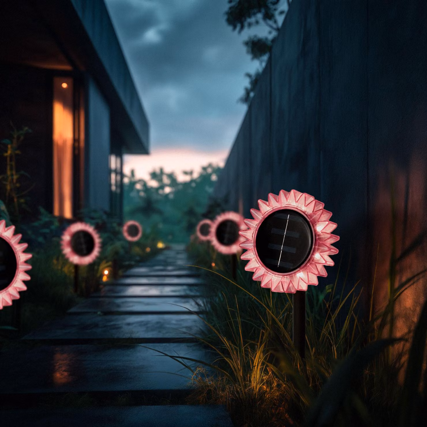 Lampada da giardino solare Girasole Rosa – Lampada da esterno a LED – Da appoggio o da appendere – Luce bianca calda – Resistente all'acqua (IP44) – Decorazione per giardini e terrazze [11761A]