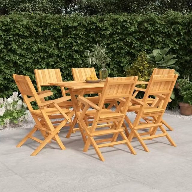 Set da Pranzo da Giardino 7 pz in Legno Massello di Teak 3155010