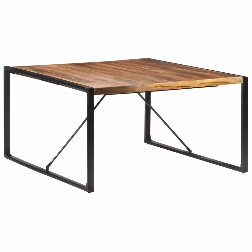 The Living Store Tavolo da pranzo 140x140x75 cm in legno massiccio con finitura in palissandro