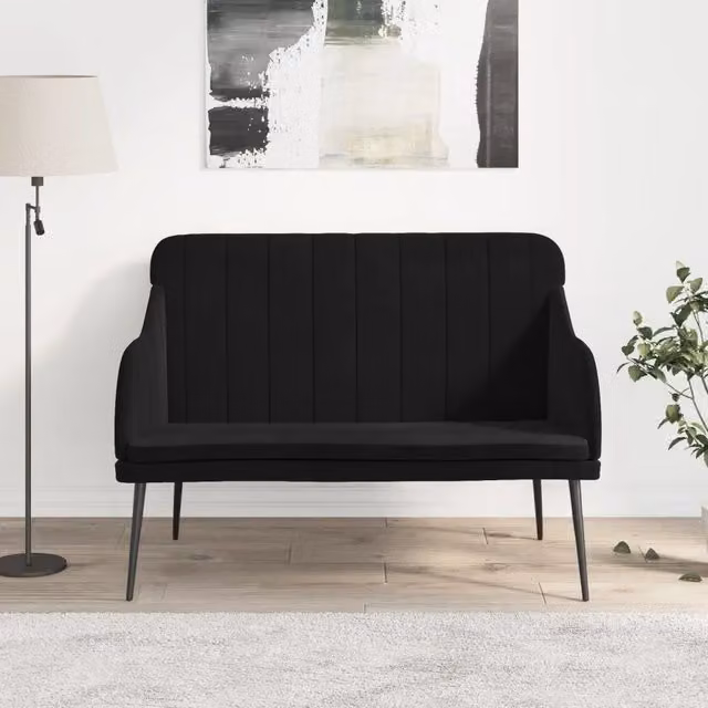 Panca-Sgabello Nera 110x76x80 cm in Velluto 311725