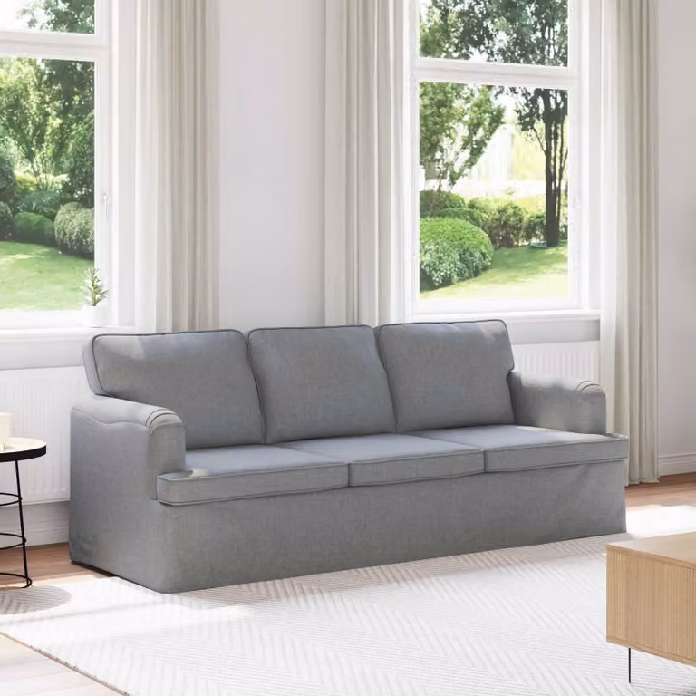 Divano vidaXL in tessuto grigio con struttura in metallo, L: 201 cm, P: 80 cm, H: 85 cm