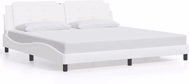 Letto matrimoniale | Letto per adulti | Giroletto senza Materasso Zadar Bianco 200x200 cm in Similpelle