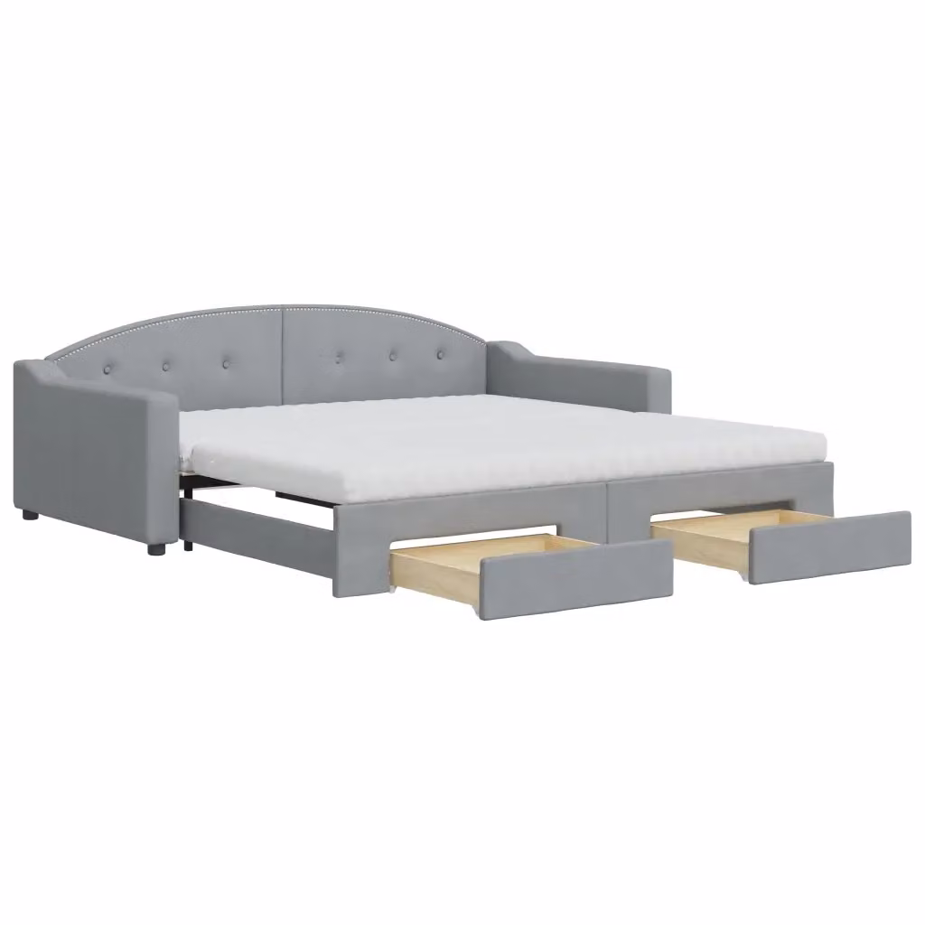 Divano Letto Estraibile con Cassetti vidaXL in Tessuto Grigio Moderno L/P/H: 223 x 110 x 75 cm con Piano Letto 100 x 200 cm – 2