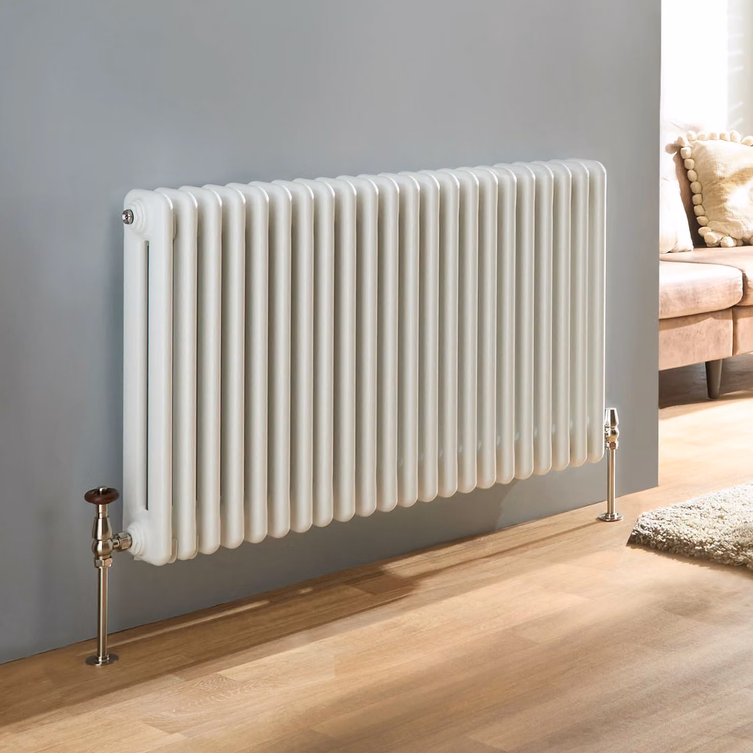 Radiatore Orizzontale Bianco 600x1000mm Doppia Colonna Atticus - Hudson Reed