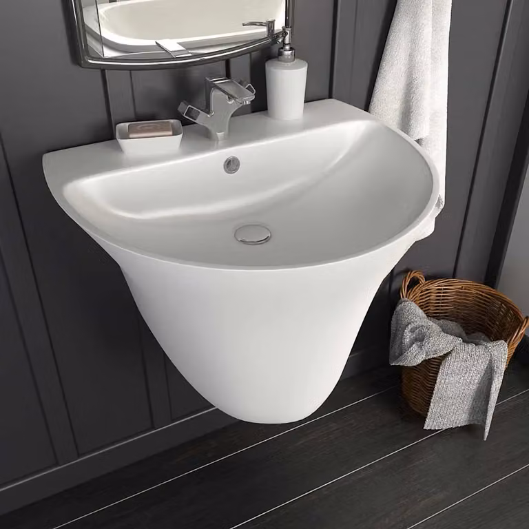 Lavabo vidaXL in ceramica smaltata bianca L 56 cm x P 48 cm x H 42 cm