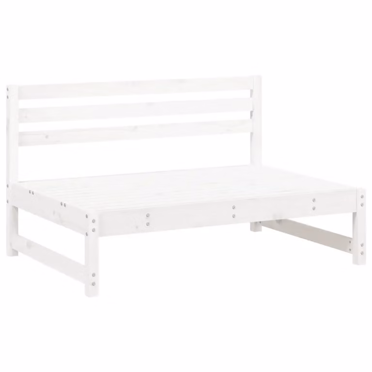 Divano Modulare da Esterno Design Mania in Legno di Pino Massello Bianco L: 120 cm, P: 80 cm, H: 70 cm
