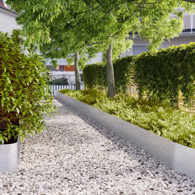 Set di 20 bordure per prato vidaXL in acciaio zincato color argento, dimensioni 25 x 103 cm
