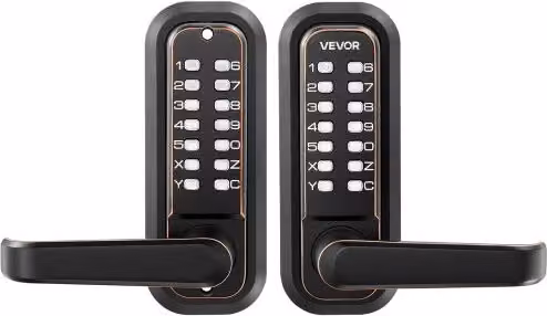 Serratura Meccanica per Porte VEVOR con Tastiera Bifacciale a 4-7 Cifre e Maniglia, Finitura Bronzo e Nero, Compatibile con Spessori 35-65 mm