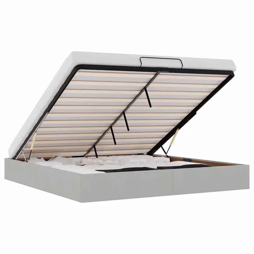 Struttura Letto con Contenitore a Alzata vidaXL in Velluto Grigio L/P/H: 200 x 200 x 23,5 cm – 2