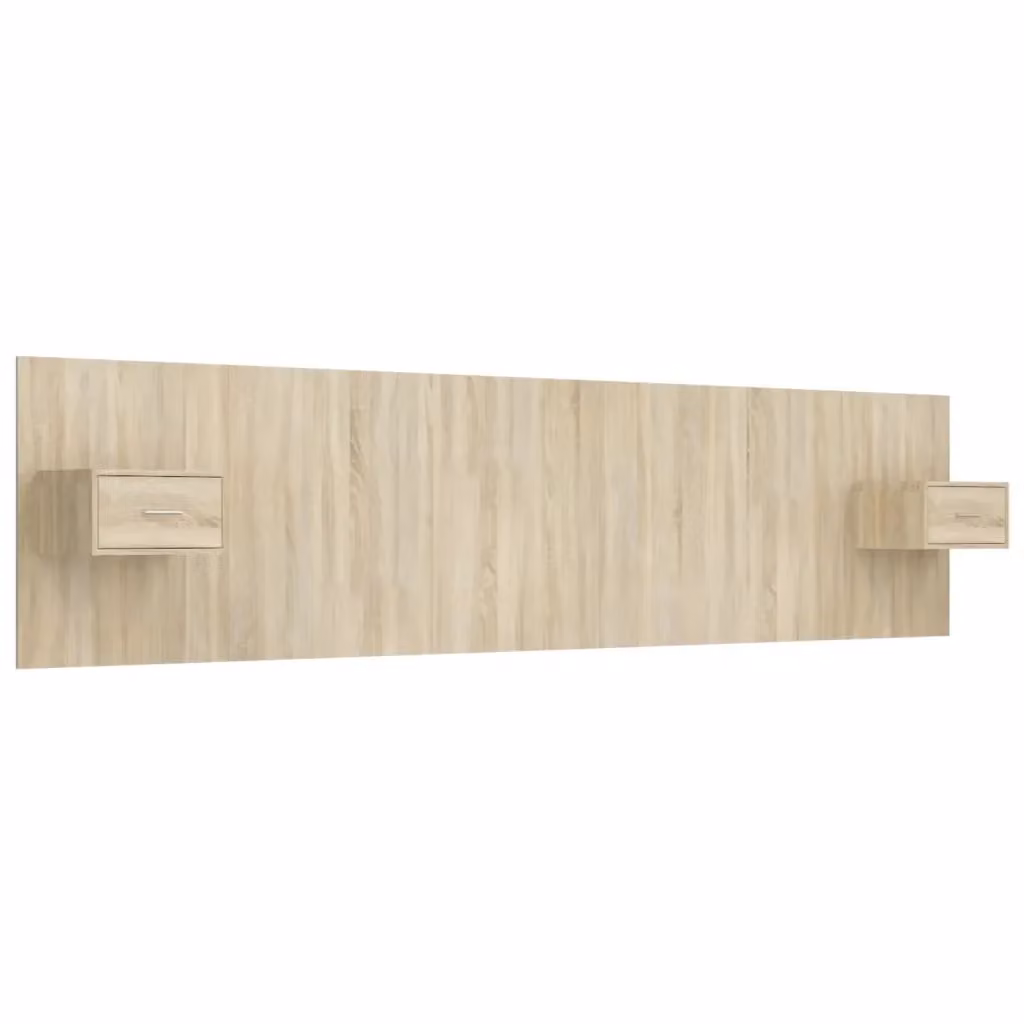 Testiera Letto con Comodini Integrati vidaXL in Legno Rovere e Beige L: 240 cm, H: 80 cm, P: 80 cm – 2