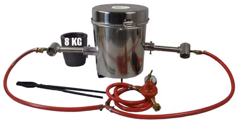 Fornace di fusione metalli - Modello F2 - Alimentazione a propano - Capacità 8 kg - Doppio bruciatore - Adatta per oro e argento