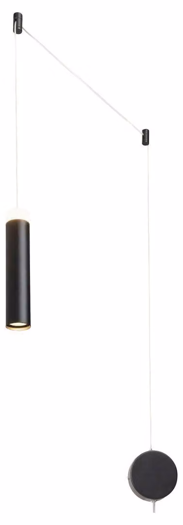 Lampada a sospensione LED Andromeda metallo nero Ø10cm L:3cm H:12cm regolabile in altezza, interruttore a cavo