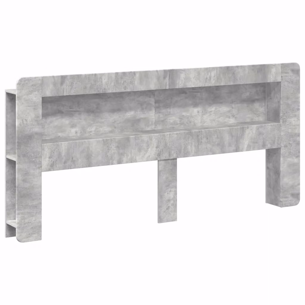 Testiera per letto con ripiano integrato e scomparti laterali in legno ingegnerizzato Grigio Cemento DESIGN IN – 2