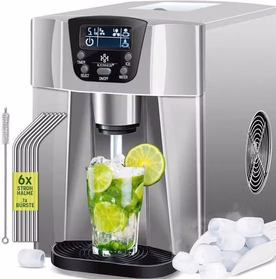 Macchina per blocchi di ghiaccio 100W - 12kg di ghiaccio in 24 ore - 2 formati di blocchi di ghiaccio - 6 minuti di tempo di preparazione - display LCD e autosanificante