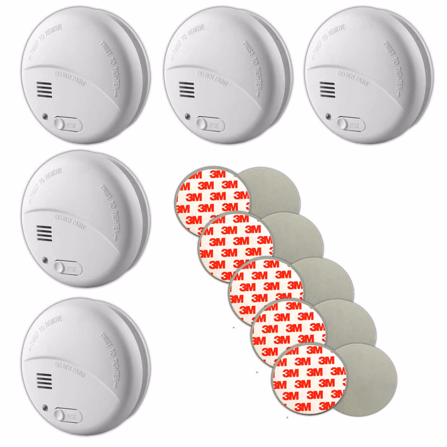 5 rilevatori di fumo da 85 dB, con batterie da 9 V e supporti magnetici inclusi