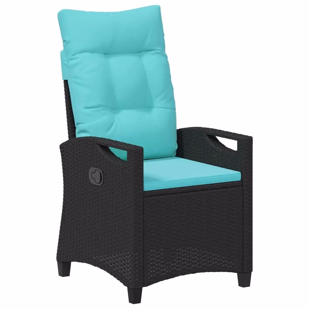 Sedia da giardino reclinabile vidaXL in metallo e rattan color turchese, L: 56 cm, P: 60 cm, H: 112 cm – 2