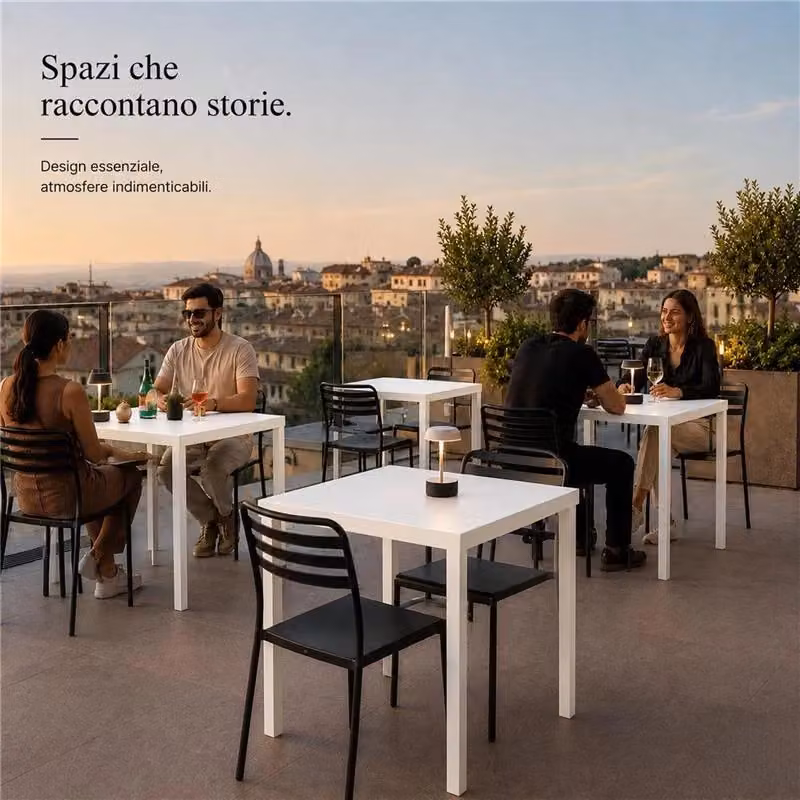 Tavolo quadrato Maury's Anna in acciaio verniciato bianco, smontabile e impilabile, L/P: 70 x 70 cm – 2