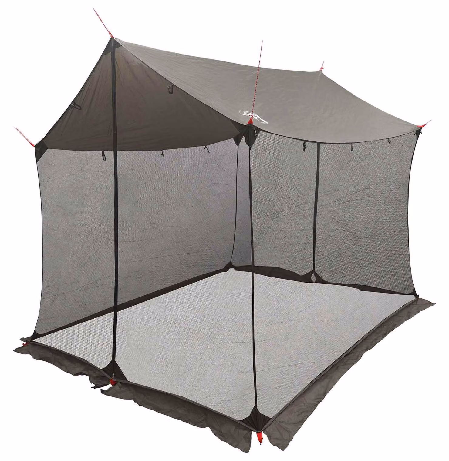 Tenda da campeggio con pareti in rete, color marrone e grigio