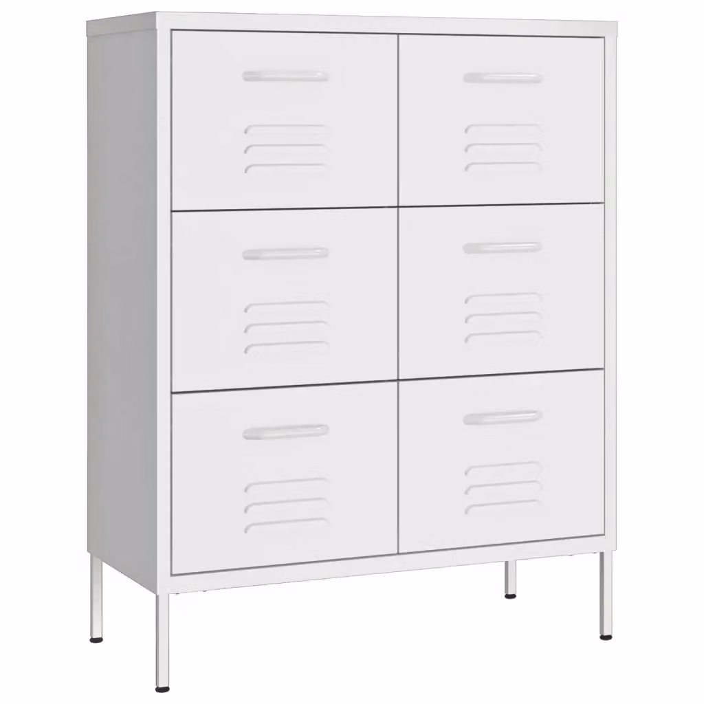 Cassettiera bianca vidaXL in metallo L: 80 cm, P: 35 cm, H: 101,5 cm – 2