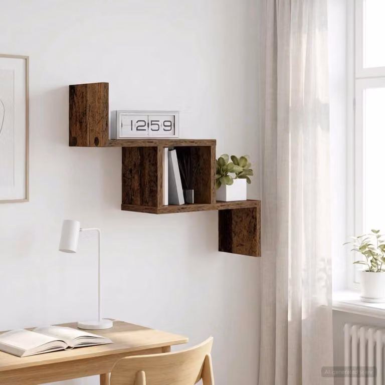 Scaffale da parete vidaXL in legno color marrone, stile moderno, L 48 cm x P 15 cm x H 42 cm