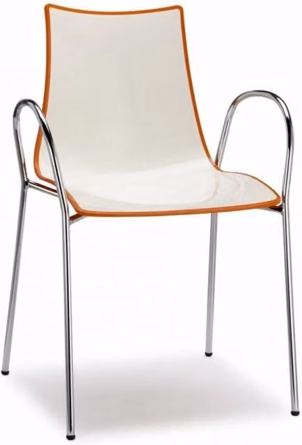 Set di 2 sedie Zebra SCAB Design bicolore con braccioli in polimero e struttura in acciaio, impilabili, colore bianco