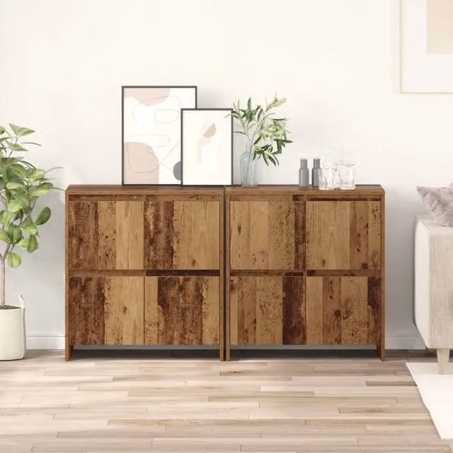 Set di 2 credenze vidaXL in legno effetto antico marrone L: 70 cm, P: 41 cm, H: 75 cm – 1