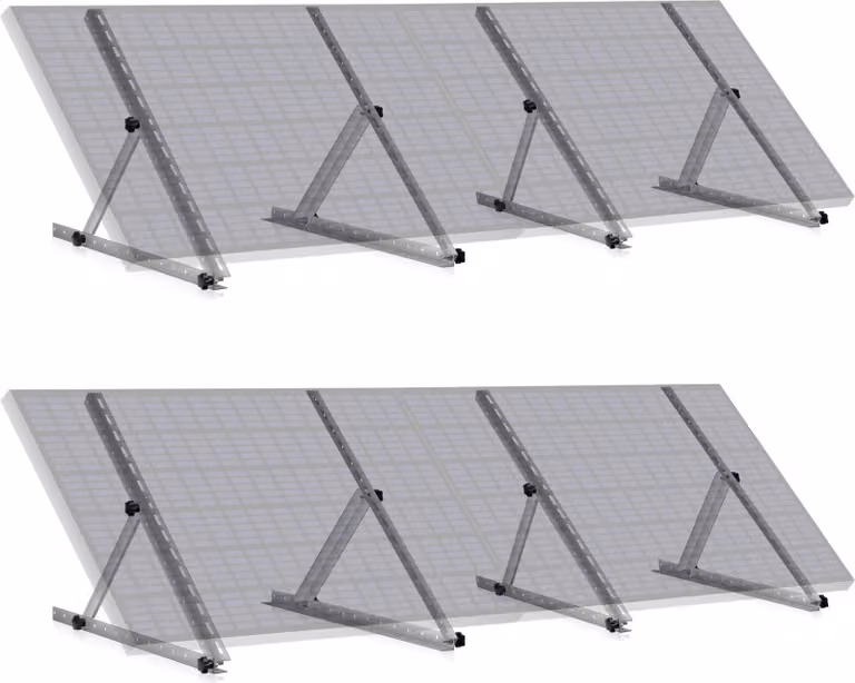 Staffa per pannelli solari Zelsius in alluminio, da 0 a 90 gradi, per quattro pannelli, asta di supporto 71 cm