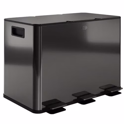 HOMCOM Triplo bidone cucina 3x15L Acciaio inox Pedale Nero