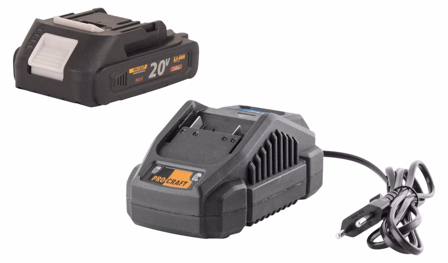 Procraft Starter Pack 20 V 20/2,4 A Caricabatterie + 1x 20/2 A Batteria 2,0 Ah