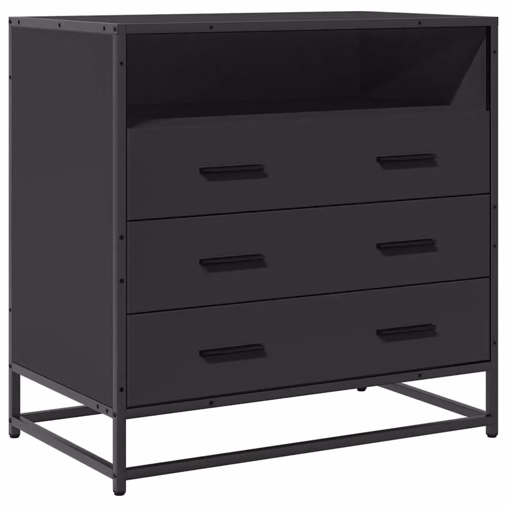 Cassettiera nera in stile industrial vidaXL in metallo e MDF L: 70 cm, P: 41 cm, H: 70 cm – 2