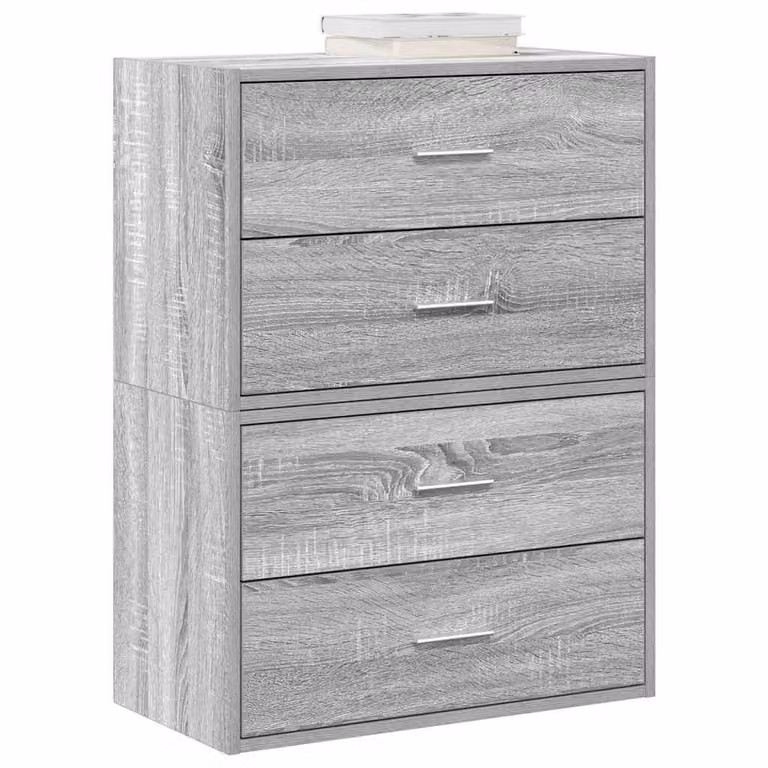 Set di 2 armadi con 4 cassetti vidaXL in stile moderno, colore Grigio Sonoma, L 60 cm x P 31 cm x H 40 cm