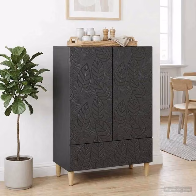 Credenza moderna vidaXL in legno MDF nero L: 66 cm, P: 34,5 cm, H: 95 cm – 1
