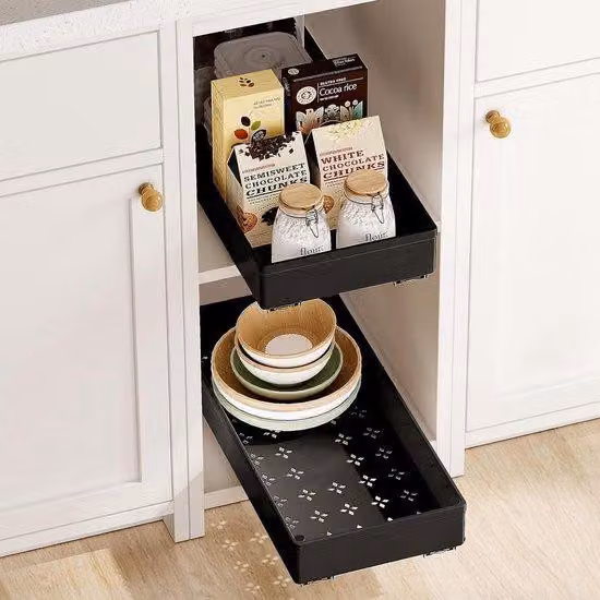 Sistema di organizzazione per la cucina - Soluzioni di stoccaggio regolabili in altezza - Arredi estraibili per la cucina - Ottimizzazione economica della cucina - Organizer a carrello per la cucina - Soluzione estraibile per la cucina