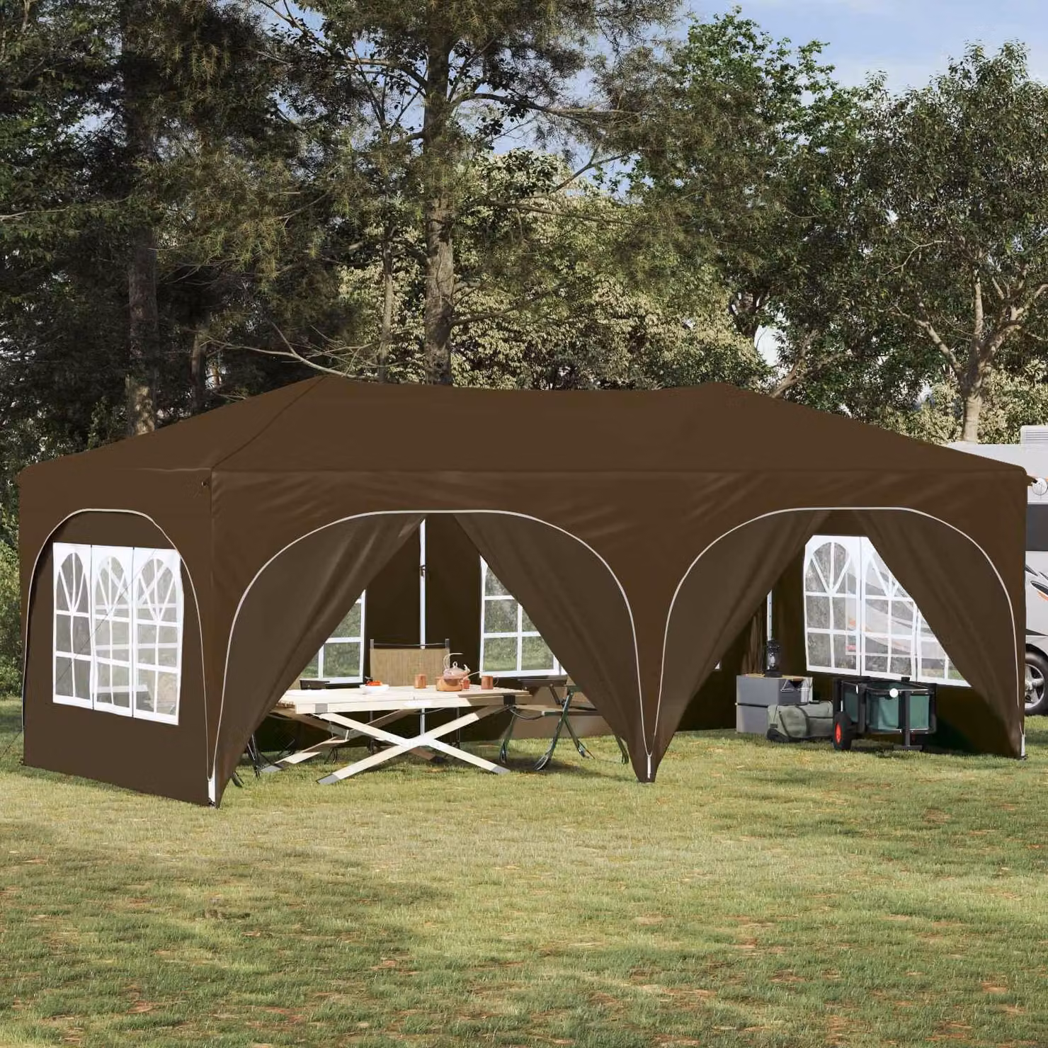 Maison Exclusive - Tenda pop-up per feste, dimensioni 575 x 288 x 245 cm, tessuto Oxford color tortora
