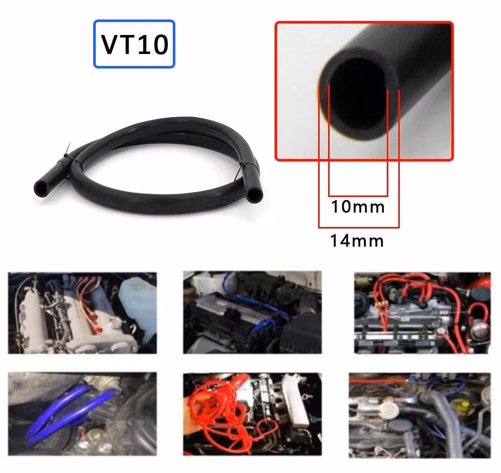 Tubo flessibile in silicone per vuoto, lunghezza 2 metri, elevata flessibilità, diametro interno 10 mm NERO 2M