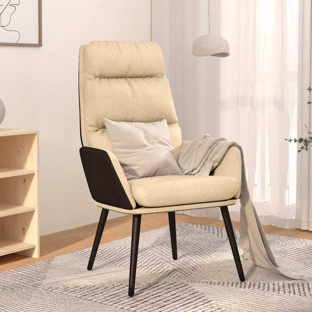 Sedia Relax vidaXL Beige con Braccioli e Struttura in Metallo – 1