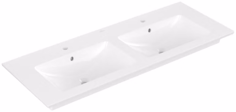 Villeroy & Boch Venticello armoire double lavabo, 2 trous pour robinet, avec trop-plein, 1300x500mm, 4111DLR1, 4111DLR1