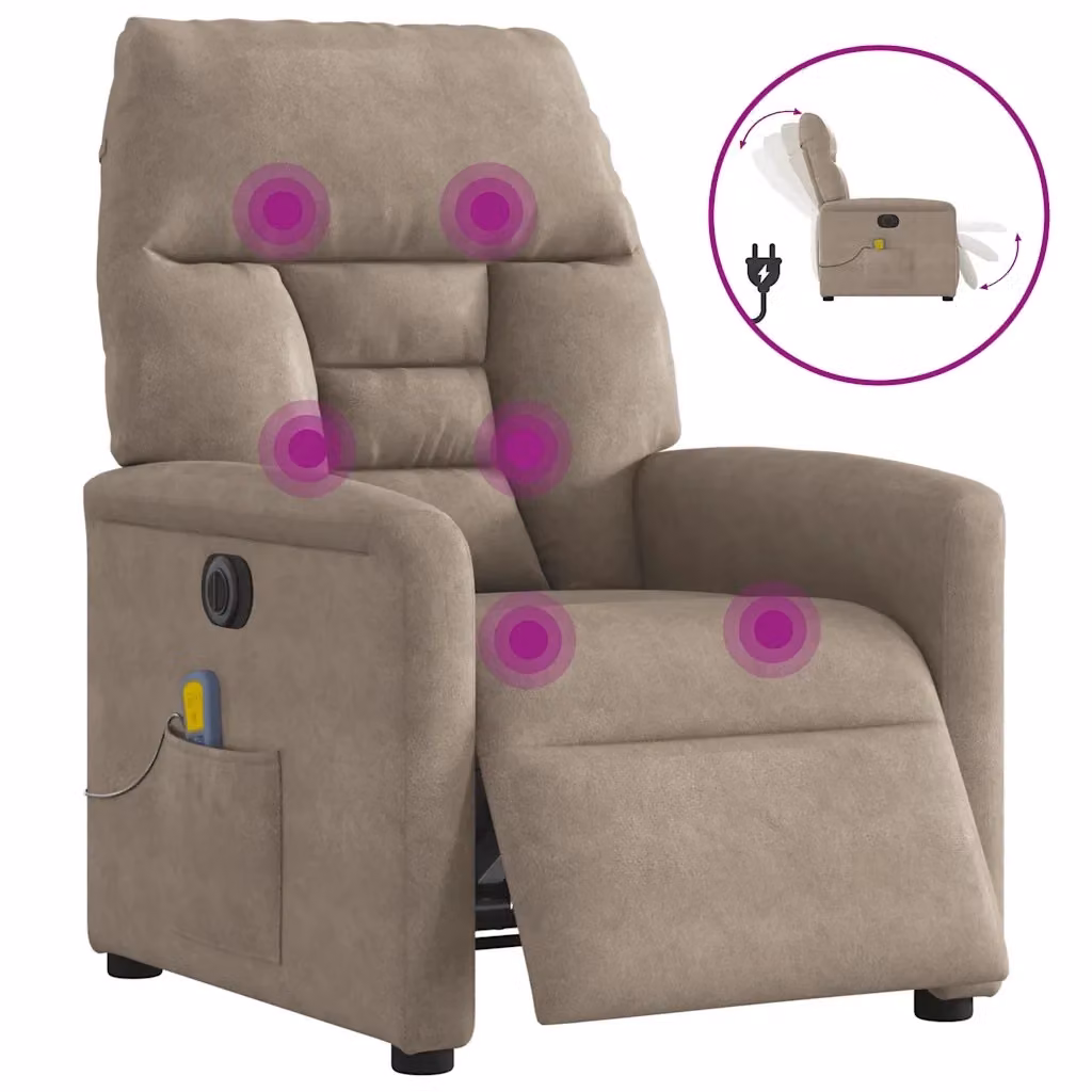 Poltrona Reclinabile Elettrica con Massaggio vidaXL in Microfibra Beige – 2