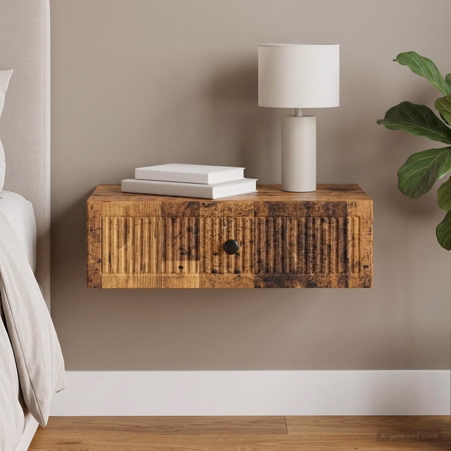 vidaXL Tavolino da Parete Laterale in Legno Antico Marrone L: 59 cm, P: 34,5 cm, H: 17 cm