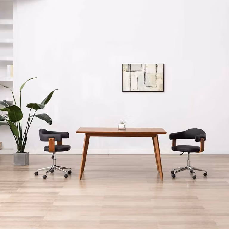 Set di 2 sedie da pranzo girevoli vidaXL nere in similpelle e legno con ruote