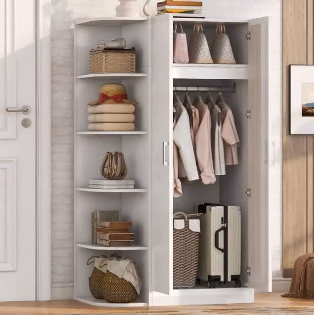 Armadio a 2 ante con ripiani e cassetti 90 x 55 x 170 cm in MDF bianco